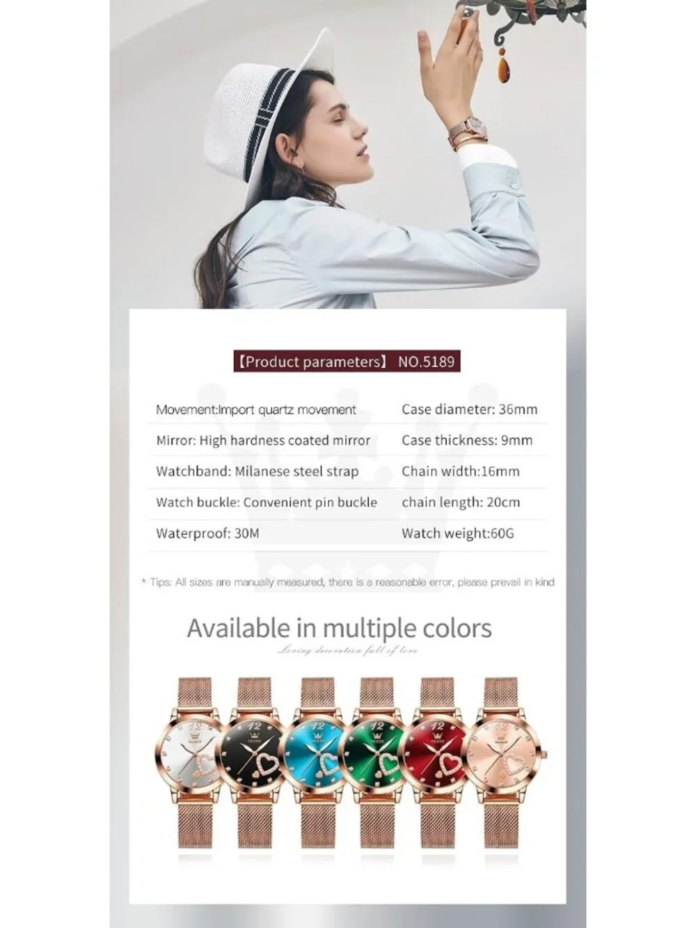 Women's Blue Mesh Strap Fashion Dress Hearts Quartz Bracelet Sets Ladies Watch